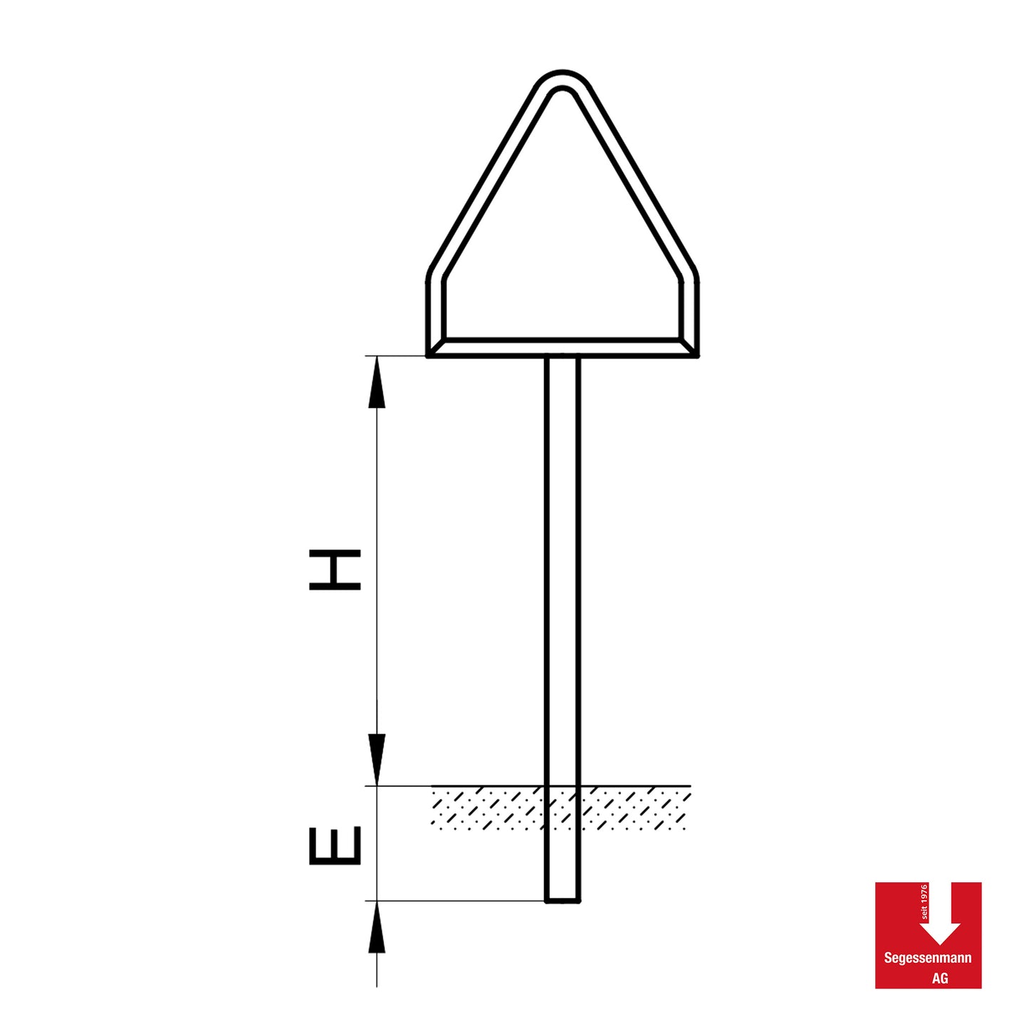 Signalträger für Dreiecksignale mit Zusatztafel