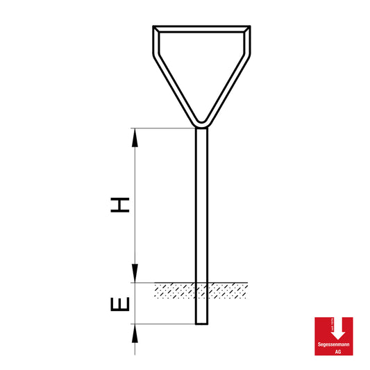 Signalträger für Dreiecksignale auf Ecke mit Zusatztafel