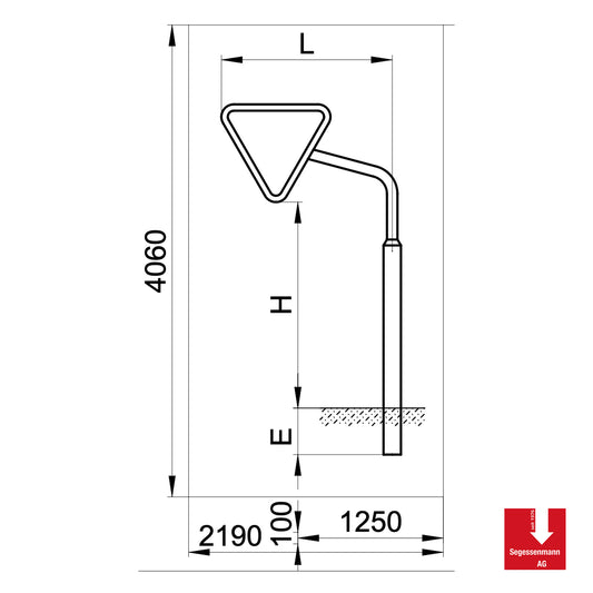 Signalträger für Dreiecksignale auf Ecke seitwärts ausladend