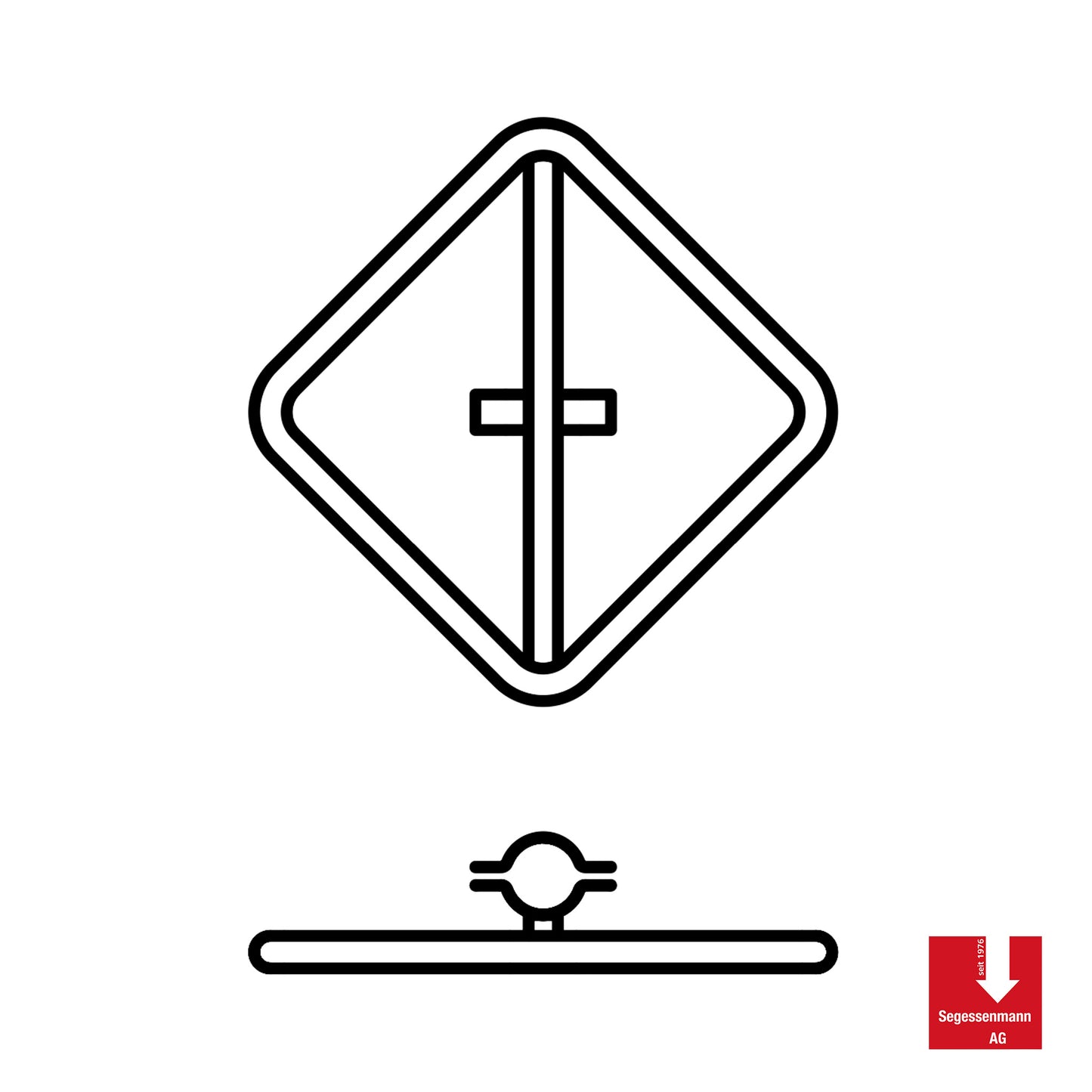 Signalträger für viereckige Signale auf Ecke stehend / Rohrrahmen für Standrohr oder Kandelaber