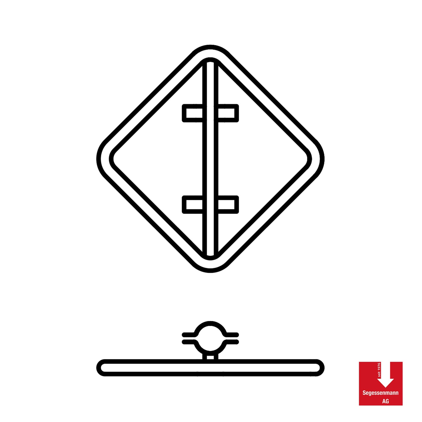 Signalträger für viereckige Signale auf Ecke stehend / Rohrrahmen für Standrohr oder Kandelaber