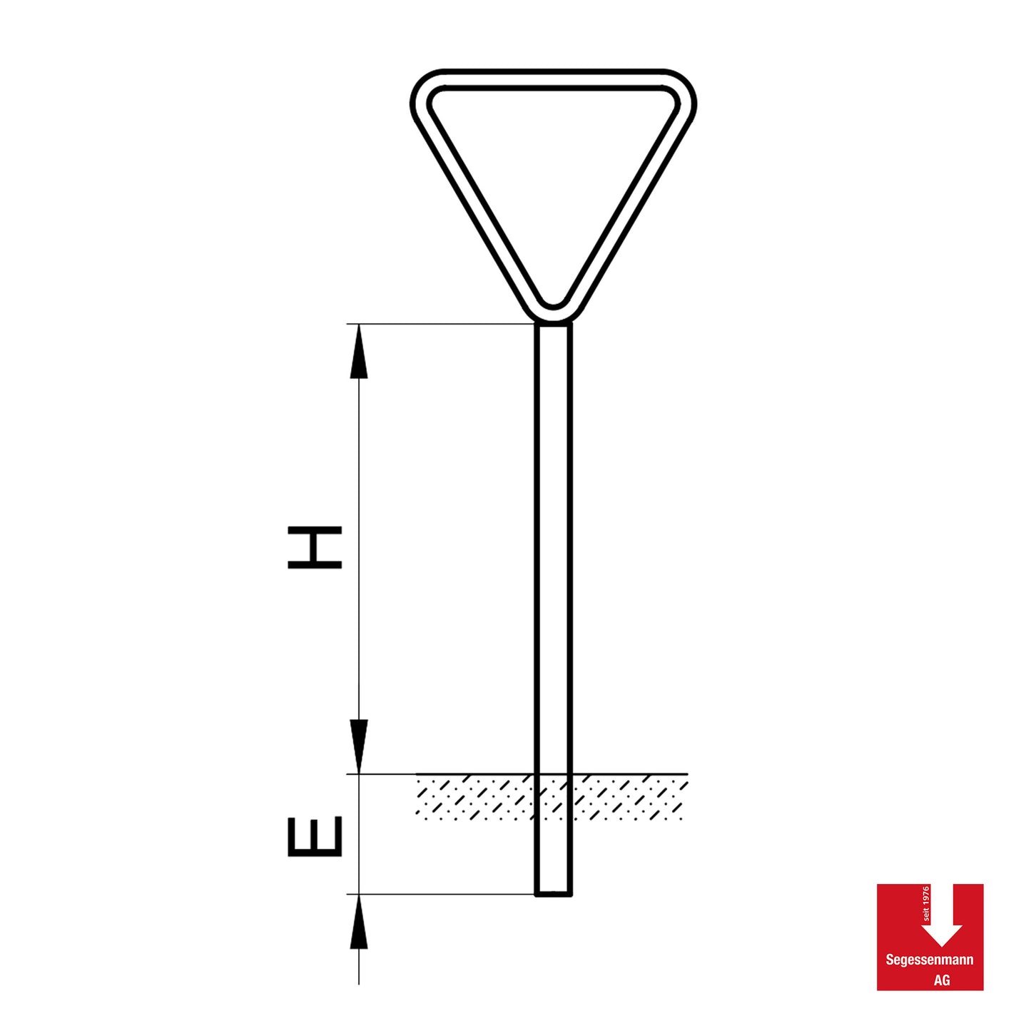 Signalträger für Dreiecksignale auf Ecke stehend