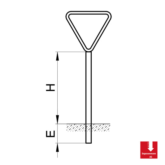 Signalträger für Dreiecksignale auf Ecke stehend